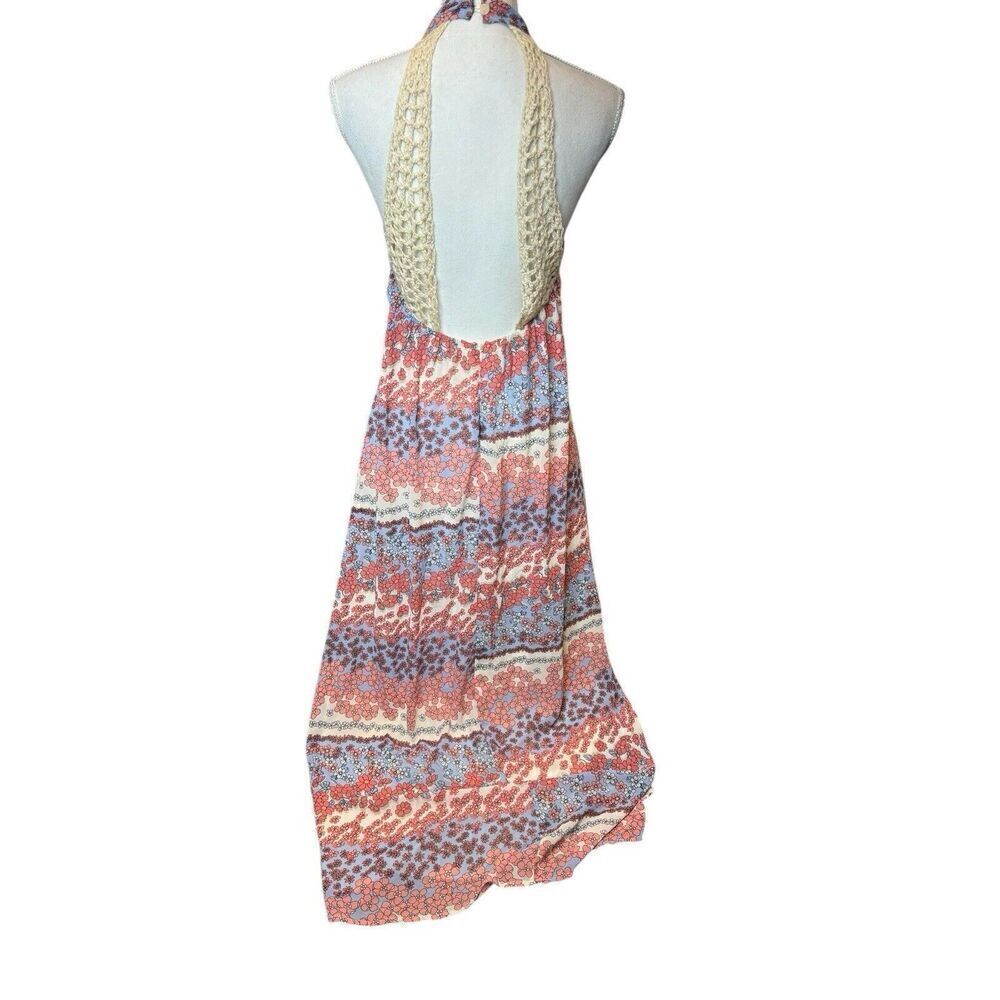 Forever 21 Maxi Dress Bohemian Retro, Hippie Long Sleeve Orange Rayon Sz M - Picture 5 of 9